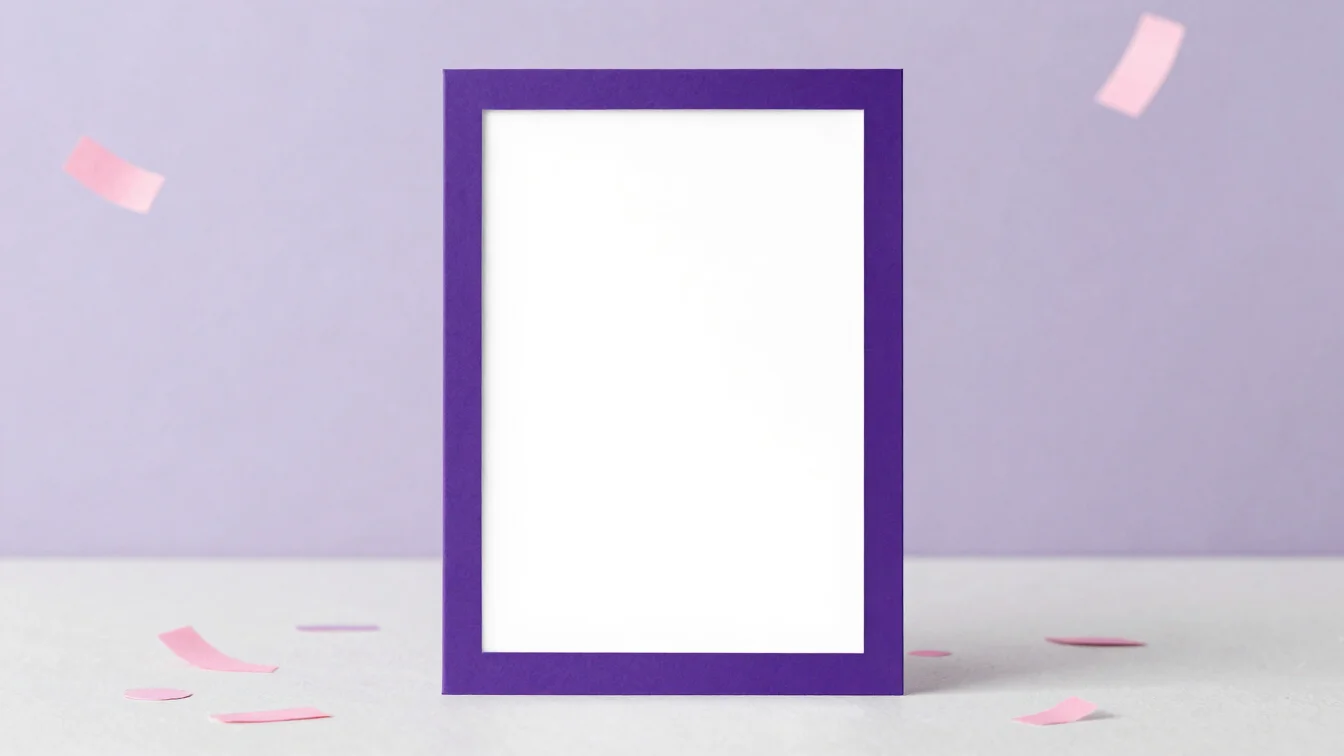 Purple and white birthday video invitation card with soft pink co