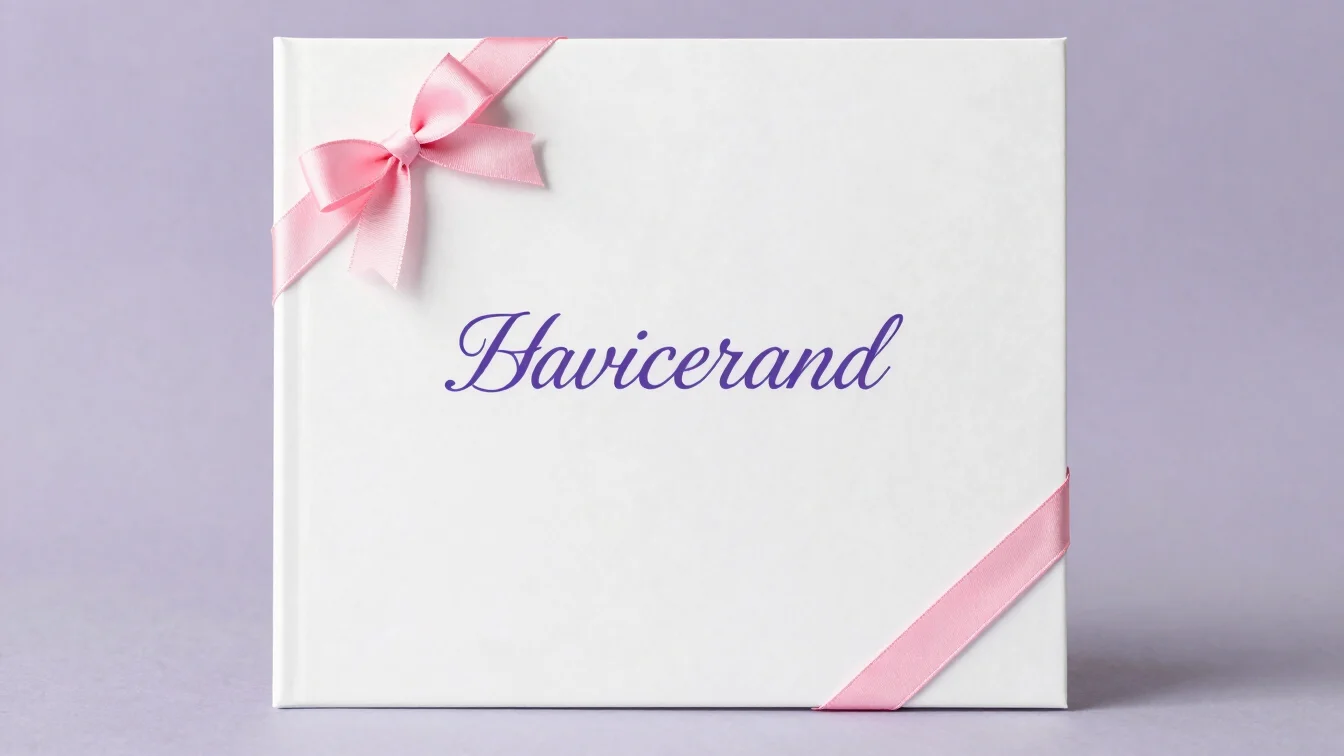 Minimal white video invitation cover with a soft pink ribbon acce