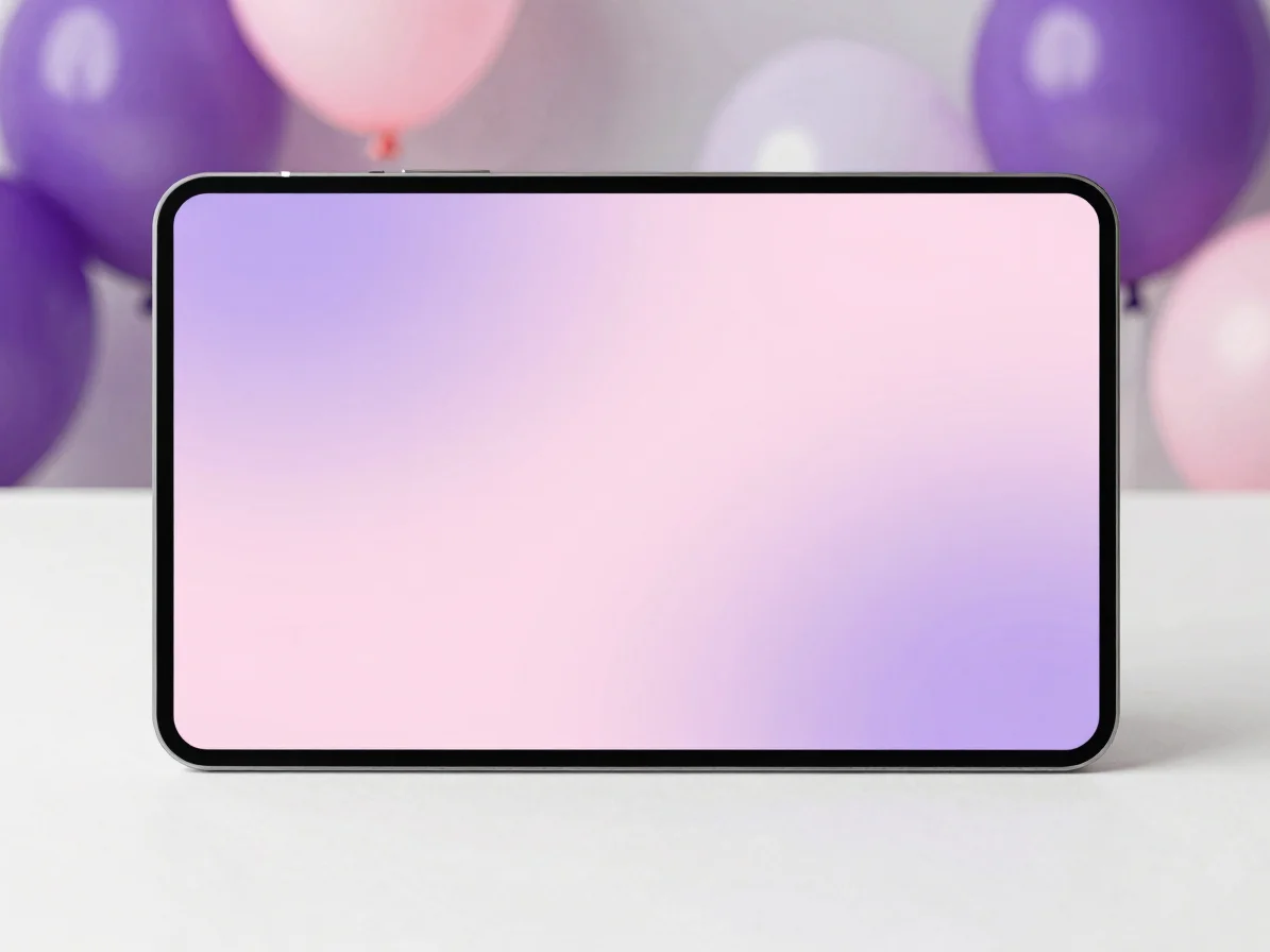 Soft-lit purple and soft-pink video invitation template preview card on a clean white surface, composed as a readable vi